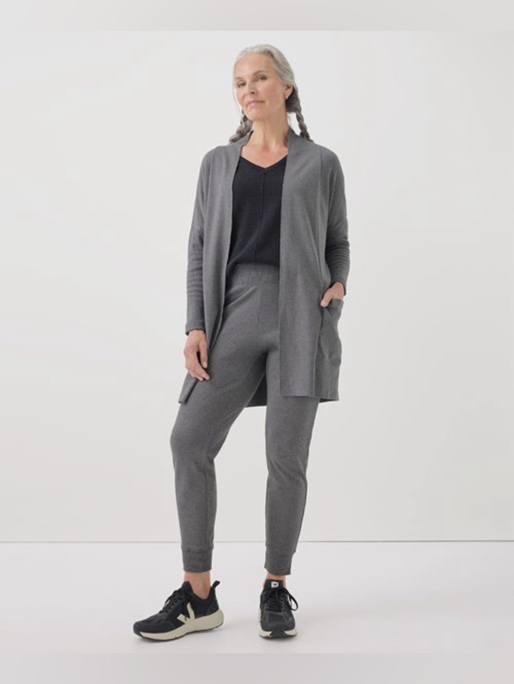 NWT Pact Airplane Wrap 100% Organic Cotton Cardigan in Medium Grey Heather XS/S